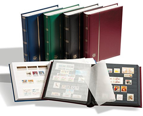 Leuchtturm 306438 Album per la Raccolta dei francobolli Comfort - DIN A4, 64 Pagine, Strisce di Vetro, Copertina Imbottita - Verde