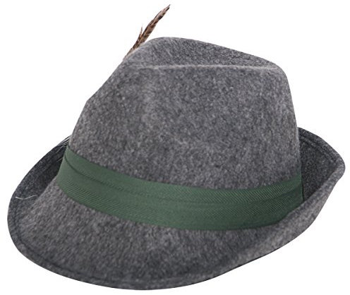 Folat Tiroler Wolle Hat mit Feder (One Size), Grau