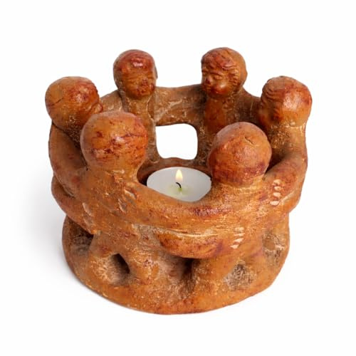 Budawi® Freundeskreis mit 6 Freunden – Handgefertigter Teelichthalter aus Ton | Mexikanische Handwerkskunst – Symbol für Freundschaft, Zusammenhalt & Licht