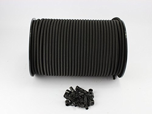 6 mm Expander Rope 10 m Black + 10 Plastic Rubber Tarpaulin Rope Hook Plan
