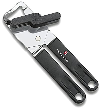 Victorinox abrelatas universal con abrebotellas, manejo seguro, mango de plástico robusto, negro