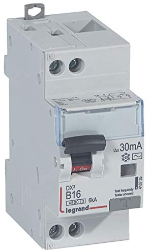 Disjoncteur différentiel DX³4500 arrivée haute et départ bas à vis U+N 230V~ - 16A typeAC 30mA - courbe B - 2 modules