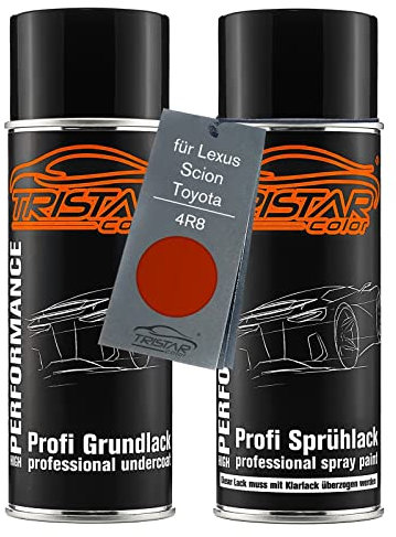 TRISTARcolor Autolack Spraydosen Set für Lexus/Scion/Toyota 4R8 Orange Metallic/Inferno Metallic Grundlack Basislack Sprühdose 400ml