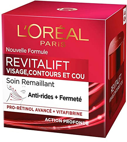 L'Oréal Paris - Revitalift - Soin Anti-Âge Remaillant Visage, Contours et Cou - Anti-Rides & Extra-Fermeté - Enrichi en Pro-Rétinol et Vitafibrine - Pour Tous Types de Peaux - 50 ml