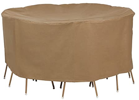 Duck Covers Essential Water-Resistant 90 Inch Round Patio Table & Chair Set Cover, Outdoor Table Cover