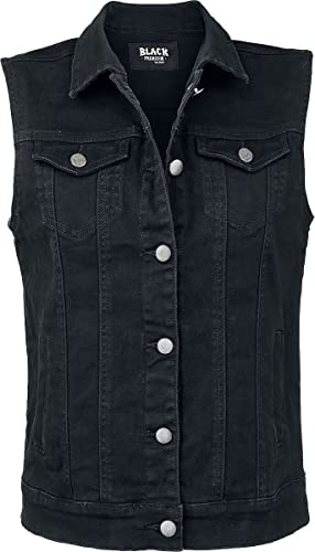 Black Premium by EMP Damen schwarze ärmellose Jeansweste mit Hemdkragen XL