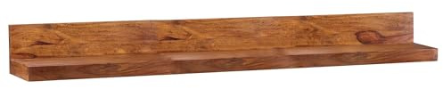 FineBuy Wandregal 160 cm Sheesham Massivholz, Hängeregal Landhausstil | Wandboard aus Echtholz mit Rückwand, Schweberegal handgefertigt, jedes Brett ein Unikat, für Wohnzimmer und Flur