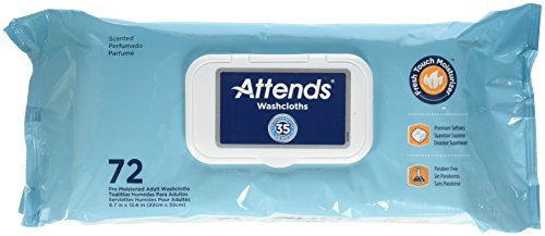 Attends Erwachsene Wet Washcloths Convenience Pack with Aloe – 72 Wraps by Attends