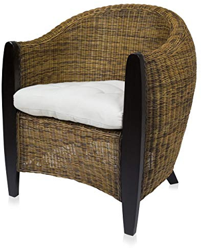 Bari Rattansessel Bicolor inkl. Sitzkissen Rattan Sessel Clubsessel Loungesessel Korbsessel