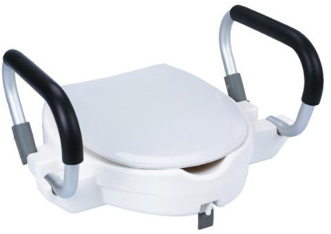 Rehausseur WC avec accoudoirs et couvercle | Siège de toilette | Rehausseur toilette pour personnes âgées et handicapées | Toilettes Surélevée | Aide pour salle de bains, Blanc