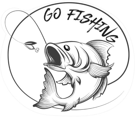 Go Fishing Aufkleber Sticker Angeln Fischen ca. 10x9 cm