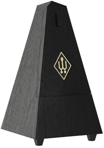 Wittner Metronom Taktell Pyramidform System Maelzel Serie 855 - Plasthölje - Med klocka - Svart - Mekanisk uppvridning - Inga batterier behövs - Tillverkad i Tyskland