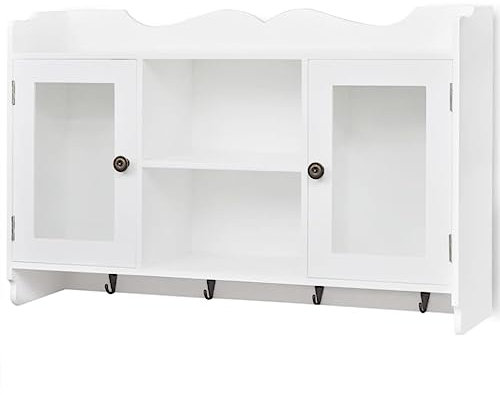 vidaXL Armario/Vitrina Material MDF de Pared para Libros/DVD/Cristalería Blanco