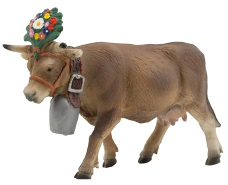 Bullyland 62615 - Spielfigur Alpenkuh Darina mit Kopfschmuck, ca. 13,3 cm große Tierfigur, detailgetreu, PVC-frei, ideal als kleines Geschenk für Kinder ab 3 Jahren | Für Kinder und Sammler, detailgetreu, als Dekoration und kleines Geschenk, Tier Spiel und Sammelfigur