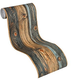 A.S. Création Bordüre - Papierbordüre in ansprechender Holzoptik in Beige, Braun und Grau - auf 5,00 m x 0,17 m je Rolle