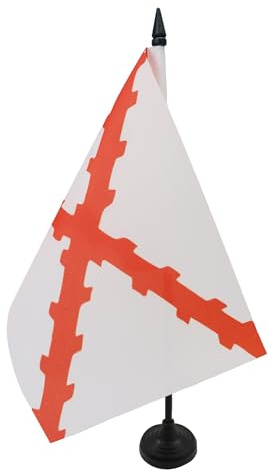 AZ FLAG Drapeau de Table Duché de Bourgogne 21x14 cm Socle Plastique | Usage intérieur Drapeau de bureau bourguignon finition cousue et bords renforcés avec mât en plastique et socle en plastique