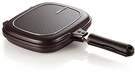 Happycall - Molde doble antiadherente de titanio para tortillas, cuadrado, apto para lavavajillas, sin PFOA, marrón (estándar)
