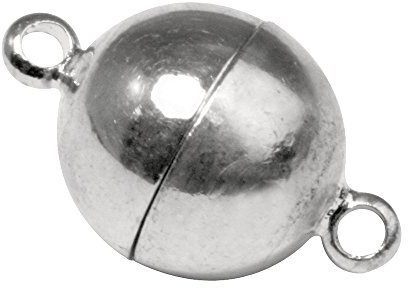 Rayher Magnetschließe, extra stark, 12 mm ø, 1 Stück, echt versilbert, Schmuckverschluss magnetisch, Kugelverschluss, Kettenverschluss rund, 2224262