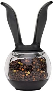 Chef'n PepperBall Pepper Grinder, One Handed Refillable Pepper Mill, Adjustable from Ultra-Fine to Coarse, 8 x 8 x 15 cm, Black