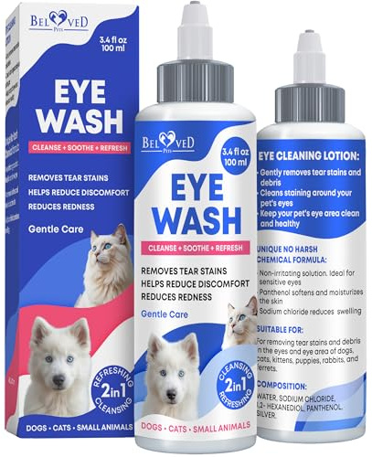 Dog Eye Drops & Eye Infection Treatment for Dogs and Cats – Soothe Infection & Allergy, Relieve Dry Eyes & Pink Eye, Pet Tear Stain Wash & Cleaner - Kitten Eye Drops for Discharge, Eye Rinse & Flush