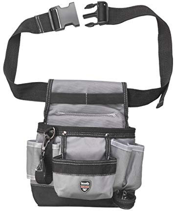 KWB NYLON TOOL BELT WITH NAIL POCKET, LARGE AND SMALL POCKETS, HAMMER LOOP, AND CARABINER HOOK LOOP, 19 X 8.5 X 21 CM