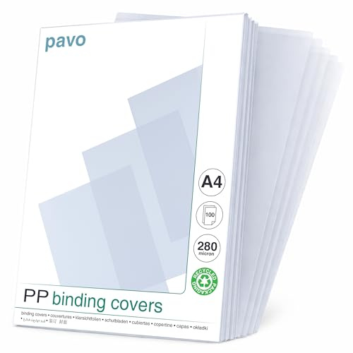 Pavo Einbanddeckel-Klarsichtfolie A4, PP-Folie, 0.28 mm, 100-er Pack, transparent