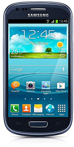 Samsung Galaxy S III Mini - Smartphone libre Android (pantalla 4, cámara 5 Mp, 8 GB, Dual-Core 1.2 GHz), azul [importado]