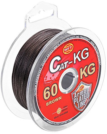 WFT Cat 35kg 0,40mm braun - 300m geflochtene Angelschnur, Schnur zum Wallerangeln, Geflechtschnur