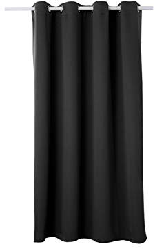 WOLTU Gardinen mit Ösen, Verdunklungsvorhang für Wohnzimmer Schlafzimmer, Blickdicht, gegen Kälte und Hitze, 250g/m² Dicke, 135 x 175 cm, Schwarz