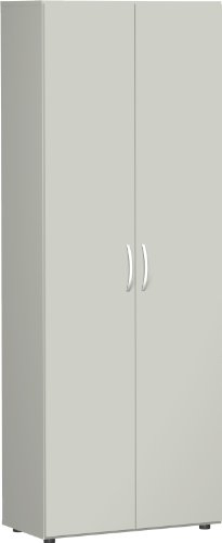 Gera Möbel S-386100-LG Flügeltürenschrank Mailand 6 OH abschließbar mit Standfüßen, 80 x 42 x 216 cm, lichtgrau