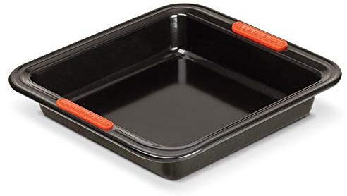 Le Creuset Antihaft Backform, Quadratisch, 23 x 23 x 5 cm, Sauerteigbeständig, Aus Karbonstahl gefertigt, Anthrazit/Orange, 94100929000000
