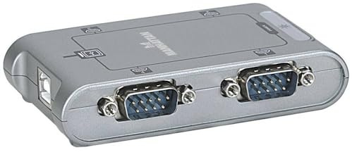Manhattan USB auf Seriell-Konverter ( zum Anschluss von bis zu vier seriellen Geräten an einen USB-Port / MosChip MCS7840 Chipsatz ) 0,45 m silber 151047 Automatische IRQ- und I/O-Adressenauswahl