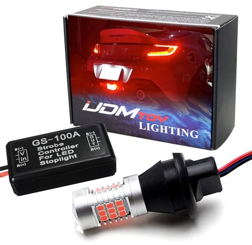 iJDMTOY Flashing/Strobe Red LED Rear Fog/Brake Lamp Kit Compatible With 13-up Scion FR-S, Subaru BRZ, 2014-up Scion tC, 2009-2020 Nissan 370z etc. w/Strobing Warning Stop Light Effect