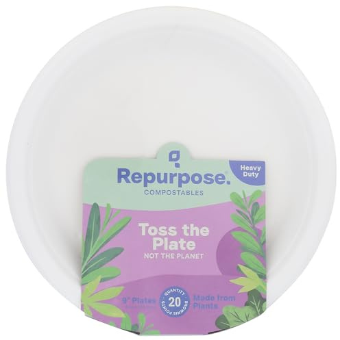 REPURPOSE Compostable 9 Inch Plates 20 Count, 20 CT