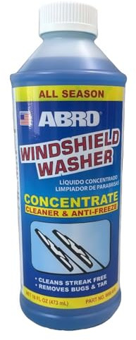 ABRO Windshield Washer Concentrate - 473ml, 2-in-1 All-Season Cleaner & Anti-Freeze, Up to -25°F (-31.5°C) Freeze Protection, Streak-Free Cleaning, Bug and Tar Removal