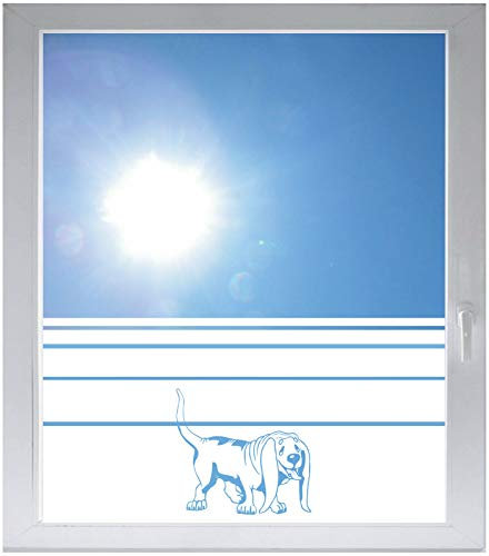 INDIGOS UG Sichtschutzfolie Glasdekorfolie Fensterfolie mit Motiv satiniert Blickdicht - E852 Schöner Hund xx - 800 mm Länge - 500 mm Höhe - Streifen - selbstklebend - matt