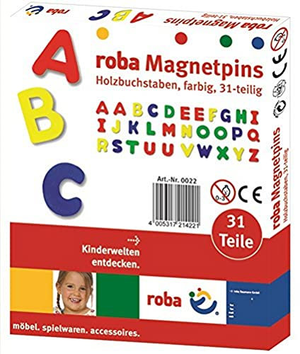 roba Lettere e Numeri Magnetici in Legno, Set ABC 31 Pezzi, Giocattoli Scolastici per Bambini, Multicolore