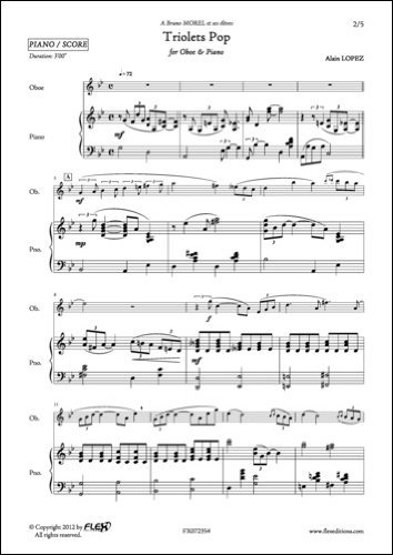 FLEX EDITIONS LOPEZ A. - TRIOLETS POP - OBOE AND PIANO Klassische Noten Holzblasinstrumente Oboe