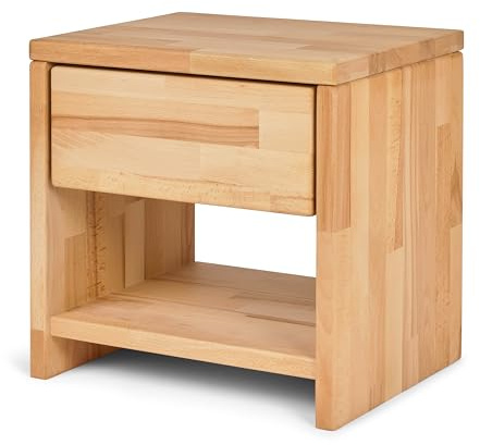 Betten-ABC Bubema Nachttisch, Buche Massivholz, montiert, Schublade, Farbe: Natur geölt