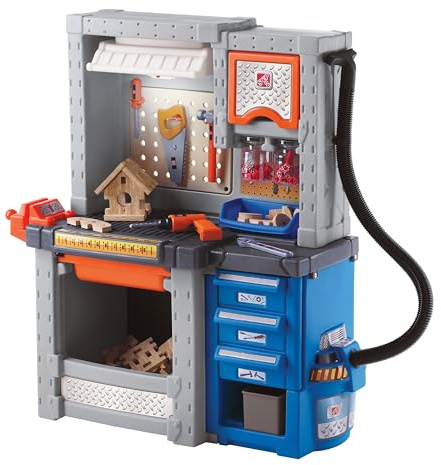 Step2 Deluxe Kids Workbench – Includes 50 Toy Workbench Accessories, Interactive Features for Realistic Pretend Play – Indoor/Outdoor Kids Tool Bench – Dimensions 40.75 H x 34 W x 15 D
