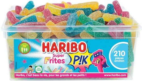 HARIBO - Super Frites PIK - Bonbons Piquants - Sans Colorants Artificiels - Boîte De 210 Bonbons Piquants