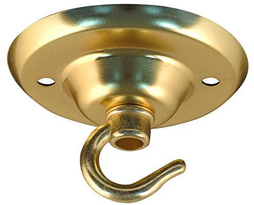 ElekTek Deckenrosette Durchmesser 75 mm mit Haken Metallausführungen Pulverlackierungen + Passende Schrauben. Für Deckenhängeleuchten und Kronleuchter Messing