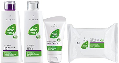 LR ALOE VIA Aloe Vera - Set per la pulizia del viso (latte detergente, panni detergenti, lozione detergente e peeling)