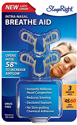 New SleepRight Intra-Nasal Breathe Aids Breathing Aids for Sleep Nasal Dilator - 3 Pack