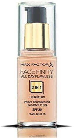 Max Factor Facefinity 3-in-1 All Day Flawless Liquid Foundation, SPF 20-35 Pearl Beige (Packaging May Vary), 30 ml