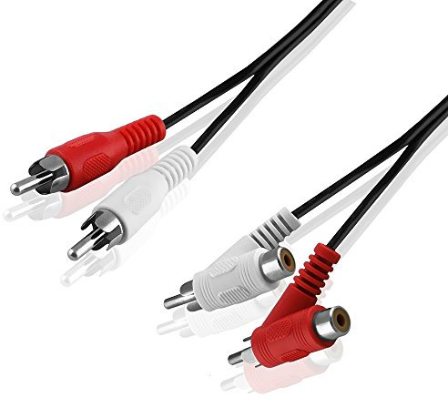 BestPlug 1,5 Meter Y Audio RCA L-R Kabel Adapter Verteiler Splitter Weiche - 2 Cinch Stecker männlich gerade auf 2 Cinch Stecker männlich und 2 Cinch Buchse Kupplung weiblich 90° abgewinkelt - Schwarz