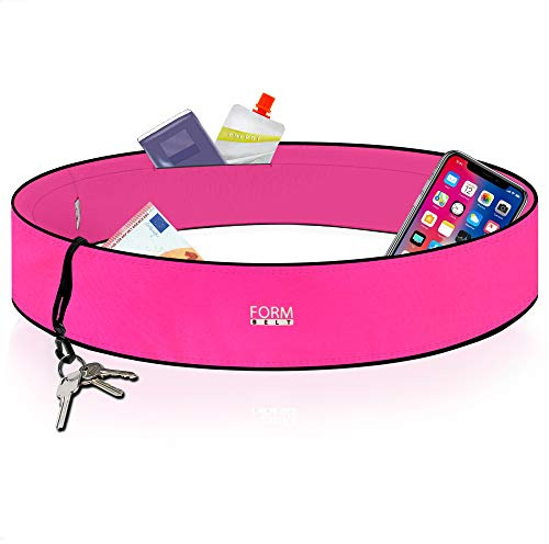 Formbelt Löpbälte för mobiltelefon smartphone iPhone 12 X XS XR 11SE 2020 7+ Plus Samsung Galaxy A31 A21s S9 S10 Edge midjeväska sport fitness vandring midjeväska för löpning (rosa, XL)