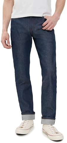 Naked & Famous Denim Men's Weirdguy Tapered Fit Jean in Natural Indigo Selvedge, Natural Indigo Selvedge, 34
