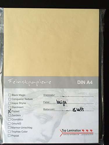 25 Blatt DIN A3 beiges Papier 120g/m² von Top Lamination - komplett durchgefärbt farbiges papier zum drucken