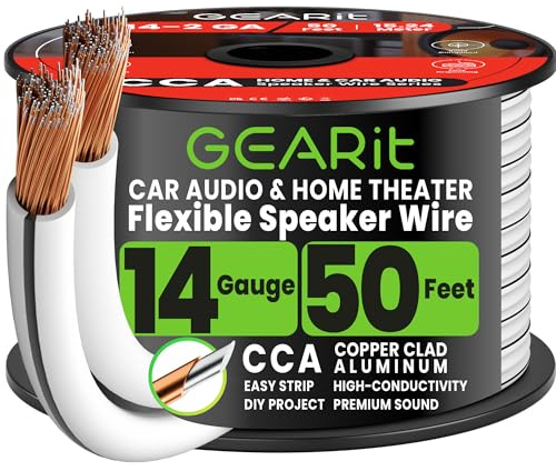 GEARit CCA Lautsprecher kabel 2 x 2,50 mm² 15 Meter Audio Kabel 14 AWG Speaker Cable HiFi Boxkabel 2 Adriges für Audiosystem/Heimkino/Auto Weiß